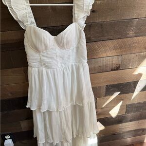 Rachell Parcel NWT Antique White Corset Pleated Midi Dress